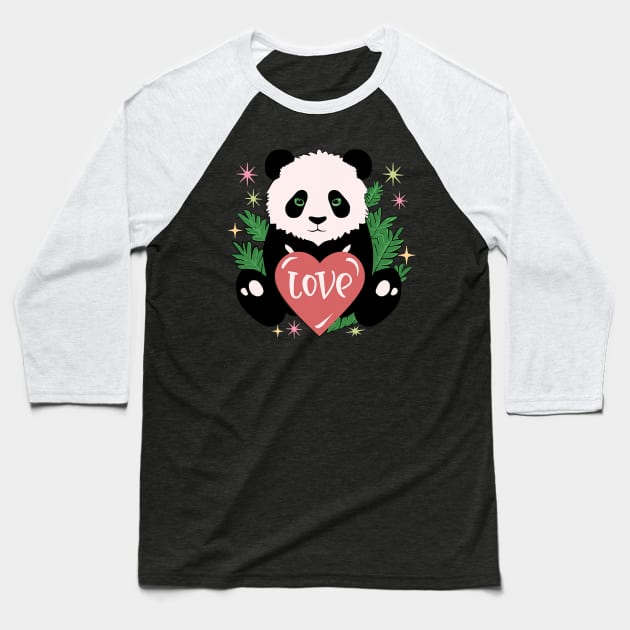 Cute Baby Panda Lover Gift Valentines Day Baseball T-Shirt by jadolomadolo